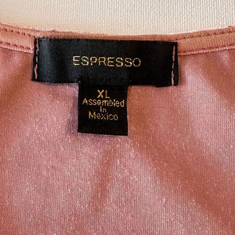 Espresso Womens Dress XL Velvet Mauve Pink Stretch Criss‎ Cross Neck Sleeveless